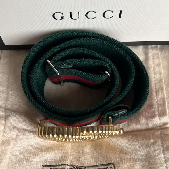 Gucci Web GG Gold Torchon Belt - Picture 3 of 9